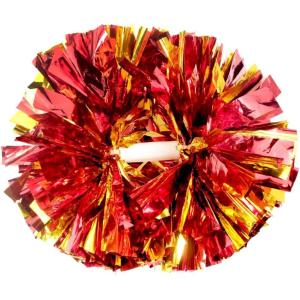 Hooshing 2/6/12PCS Cheerleading Pom Poms with Baton Handle for Team Spirit Sports Dance Cheering Kids Adults(Red and Gold)