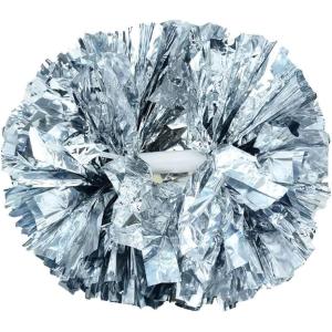 Hooshing 2/6/12PCS Cheerleading Pom Poms with Baton Handle for Team Spirit Sports Dance Cheering Kids Adults(Silver)