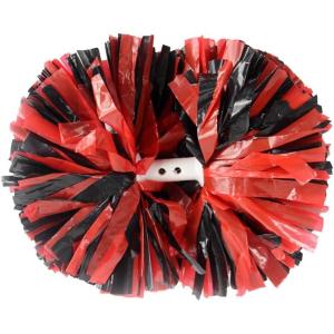 Hooshing 2PCS Pom Poms Cheerleading Professional Cheer Pom Poms with Baton Handle (No Zip Tie) for Cheer Squad Team Sports Spirited Party Dance Training(Black and Red)