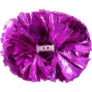 Hooshing 2PCS Pom Poms Cheerleading Professional Cheer Pom Poms with Baton Handle (No Zip Tie) for Cheer Squad Team Sports Spirited Party Dance Training(Laser Pink)
