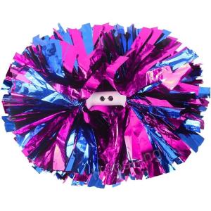 Hooshing 2PCS Pom Poms Cheerleading Professional Cheer Pom Poms with Baton Handle (No Zip Tie) for Cheer Squad Team Sports Spirited Party Dance Training(Hot Pink and Blue)