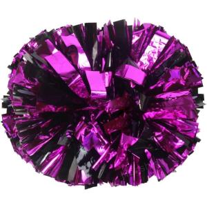 Hooshing 2PCS Pom Poms Cheerleading Professional Cheer Pom Poms with Baton Handle (No Zip Tie) for Cheer Squad Team Sports Spirited Party Dance Training(Black and Hot Pink)
