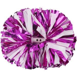 Hooshing 2PCS Pom Poms Cheerleading Professional Cheer Pom Poms with Baton Handle (No Zip Tie) for Cheer Squad Team Sports Spirited Party Dance Training(Hot Pink and White)