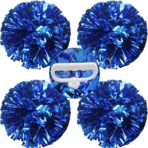 Hooshing 4PCS Pom Poms Cheerleading with Finger-Friendly Handle for Cheering Squad & Dance Team(Blue)