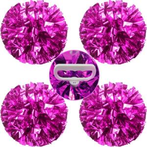 Hooshing 4PCS Pom Poms Cheerleading with Finger-Friendly Handle for Cheering Squad & Dance Team(Hot Pink)