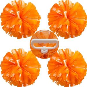 Hooshing 4PCS Pom Poms Cheerleading with Finger-Friendly Handle for Cheering Squad & Dance Team(Orange)