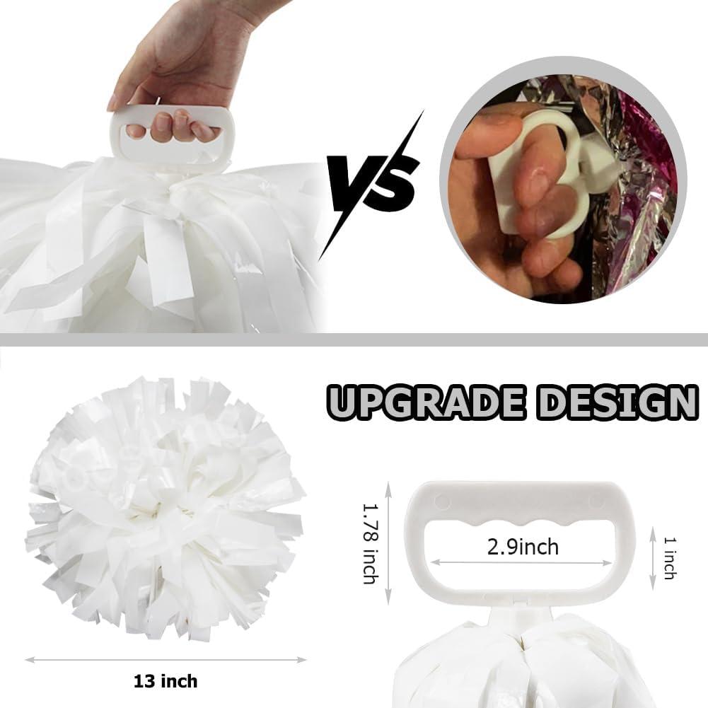imageHooshing 5PCS Cheerleading Pom Poms and Cheerleader Girls Hair Ties with Poms for Sports Spirits Kids Adults Basketball Football Birthday Party PerformanceWhite