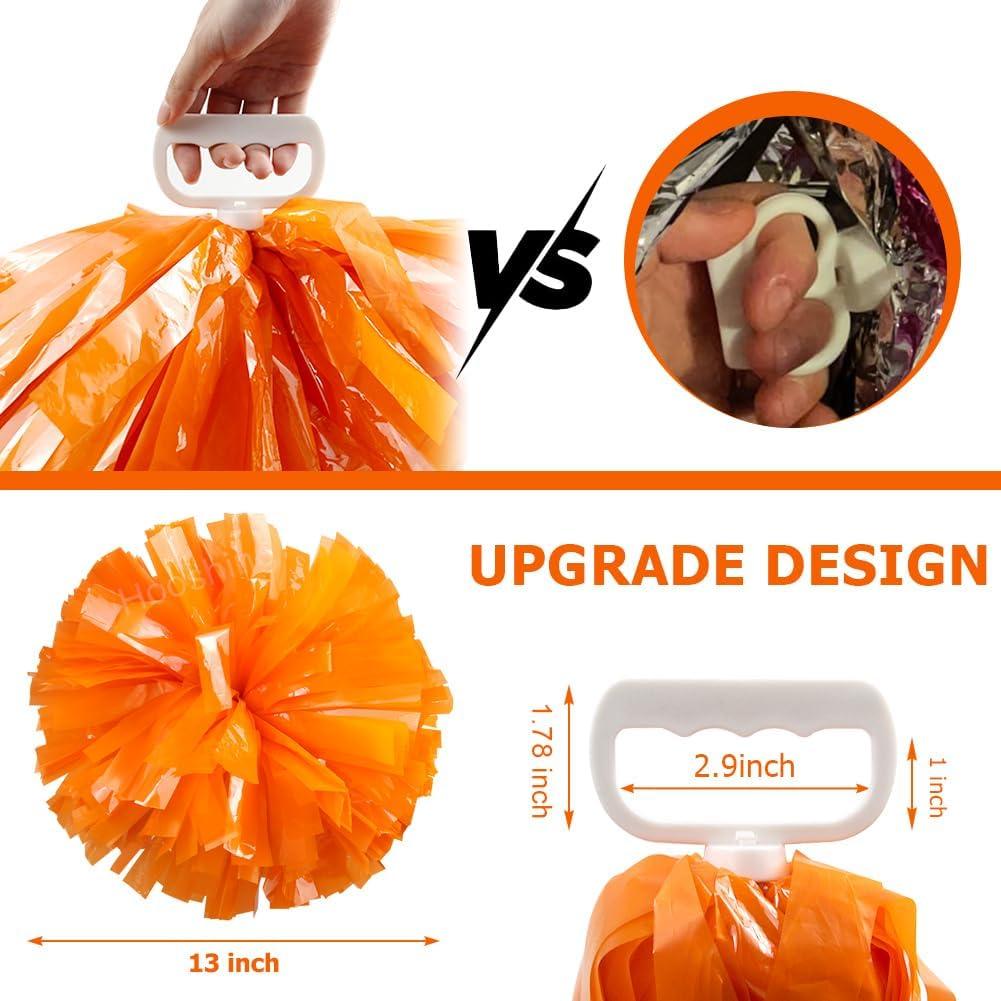 imageHooshing 5PCS Cheerleading Pom Poms and Cheerleader Girls Hair Ties with Poms for Sports Spirits Kids Adults Basketball Football Birthday Party PerformanceOrange