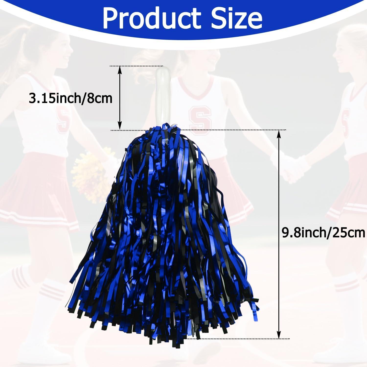 imageHooshing 5PCS Pom Poms Cheerleading Shaker and Hair Ropes Wrist Ties with Poms for Cheerleader Girls Sports Spirits Rewards Cheer in Party FestivalBlack and Blue