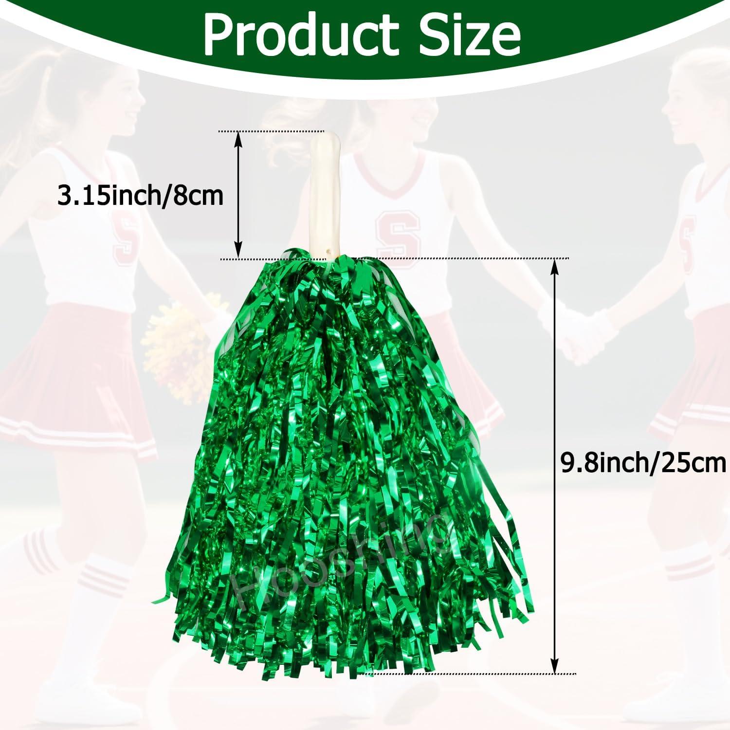 imageHooshing 5PCS Pom Poms Cheerleading Shaker and Hair Ropes Wrist Ties with Poms for Cheerleader Girls Sports Spirits Rewards Cheer in Party FestivalGreen