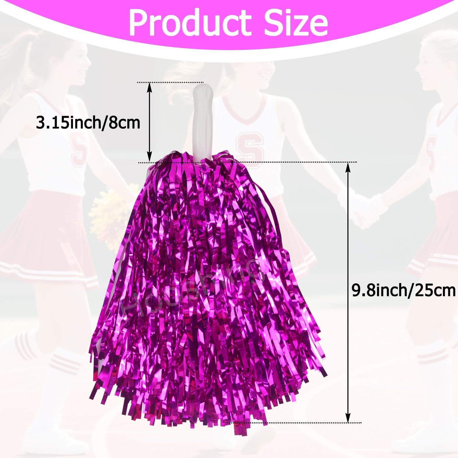 imageHooshing 5PCS Pom Poms Cheerleading Shaker and Hair Ropes Wrist Ties with Poms for Cheerleader Girls Sports Spirits Rewards Cheer in Party FestivalHot Pink
