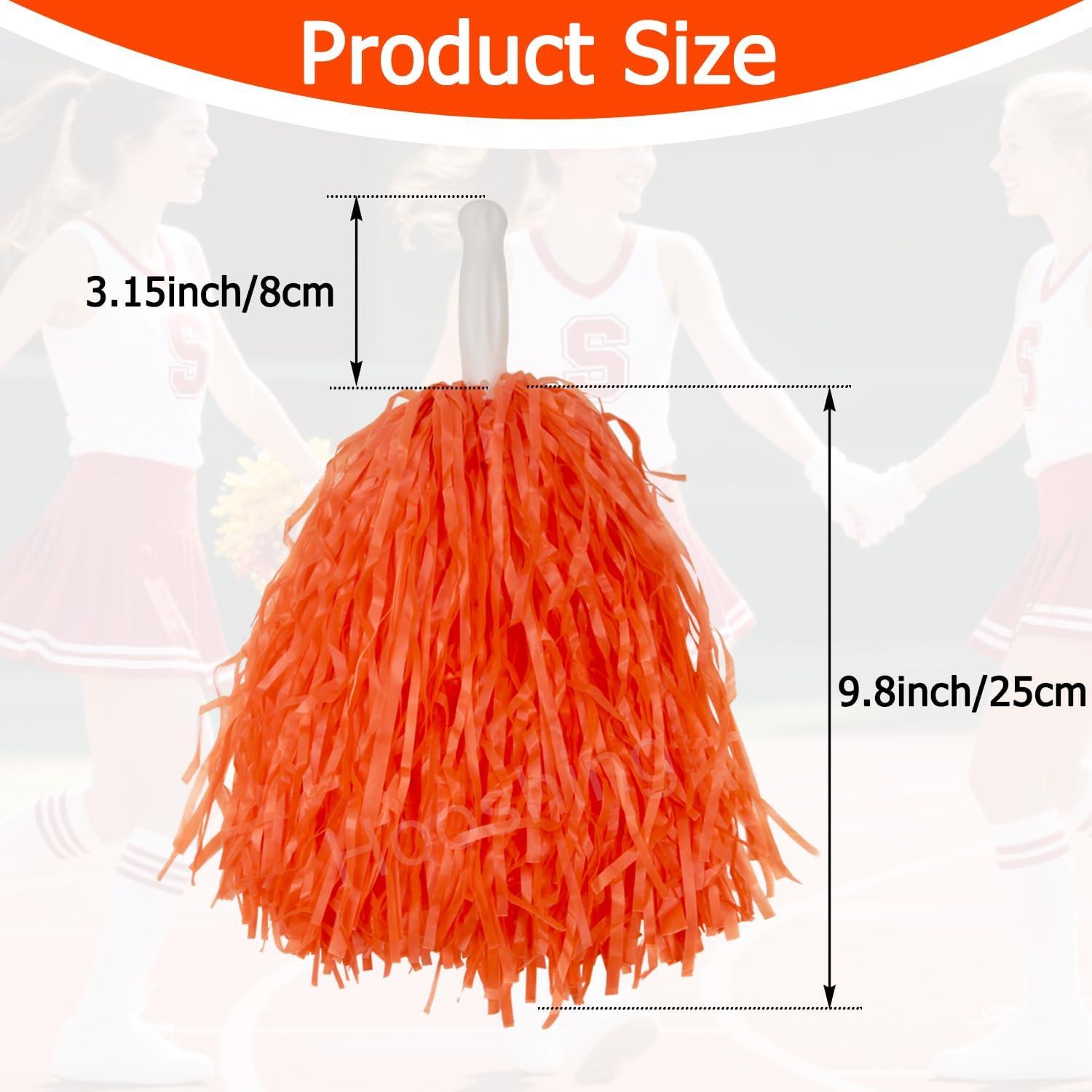 imageHooshing 5PCS Pom Poms Cheerleading Shaker and Hair Ropes Wrist Ties with Poms for Cheerleader Girls Sports Spirits Rewards Cheer in Party FestivalOrange