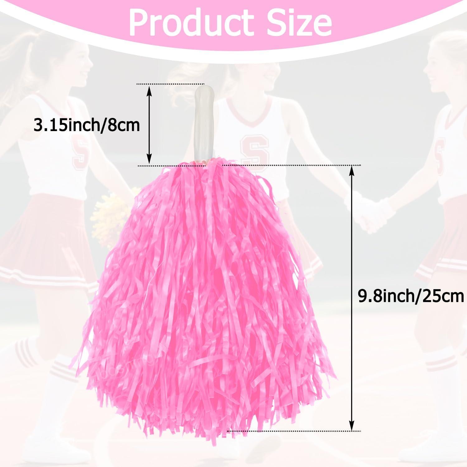 imageHooshing 5PCS Pom Poms Cheerleading Shaker and Hair Ropes Wrist Ties with Poms for Cheerleader Girls Sports Spirits Rewards Cheer in Party FestivalPink