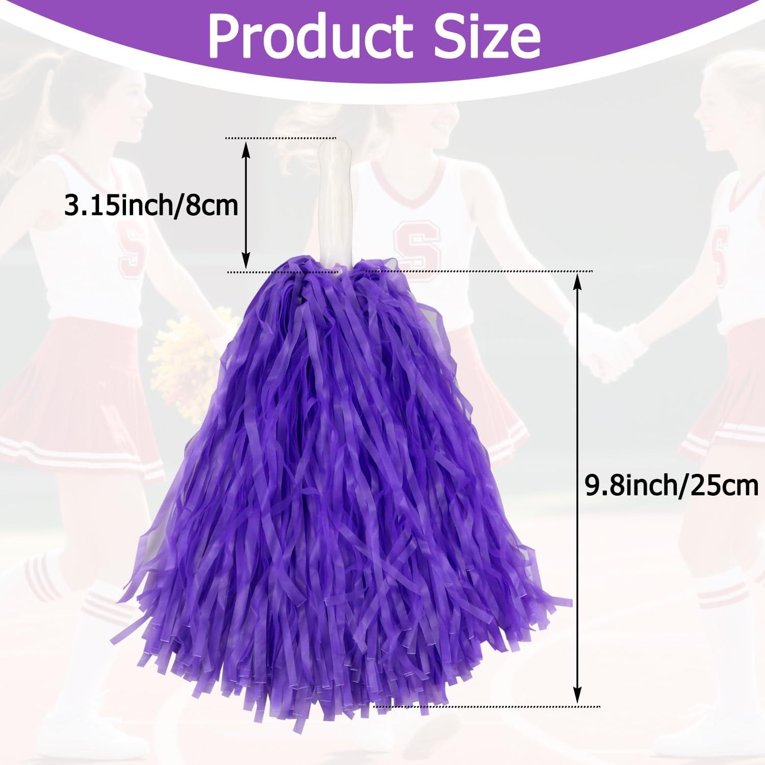 imageHooshing 5PCS Pom Poms Cheerleading Shaker and Hair Ropes Wrist Ties with Poms for Cheerleader Girls Sports Spirits Rewards Cheer in Party FestivalPurple