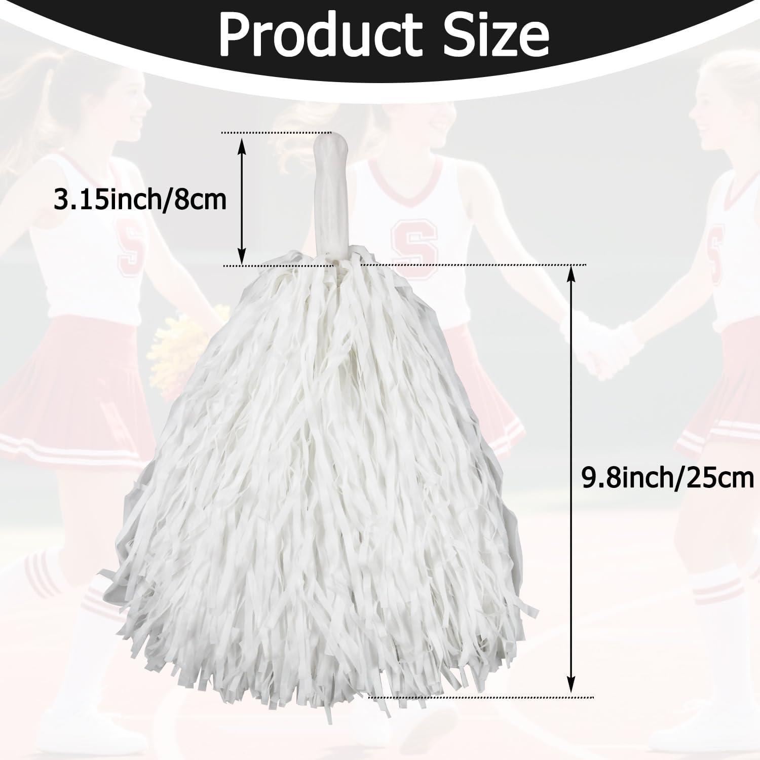 imageHooshing 5PCS Pom Poms Cheerleading Shaker and Hair Ropes Wrist Ties with Poms for Cheerleader Girls Sports Spirits Rewards Cheer in Party FestivalWhite