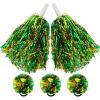 imageHooshing 5PCS Pom Poms Cheerleading Shaker and Hair Ropes Wrist Ties with Poms for Cheerleader Girls Sports Spirits Rewards Cheer in Party FestivalGreen and Gold