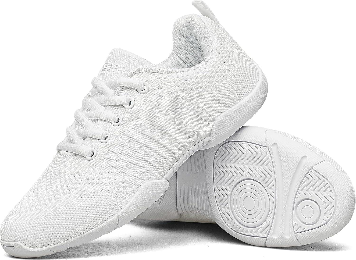 imageBAXINIER Girls White Cheerleading Shoes Lightweight Youth Cheer Competition Sneakers Kid Training Dance Tennis ShoesWhite 217