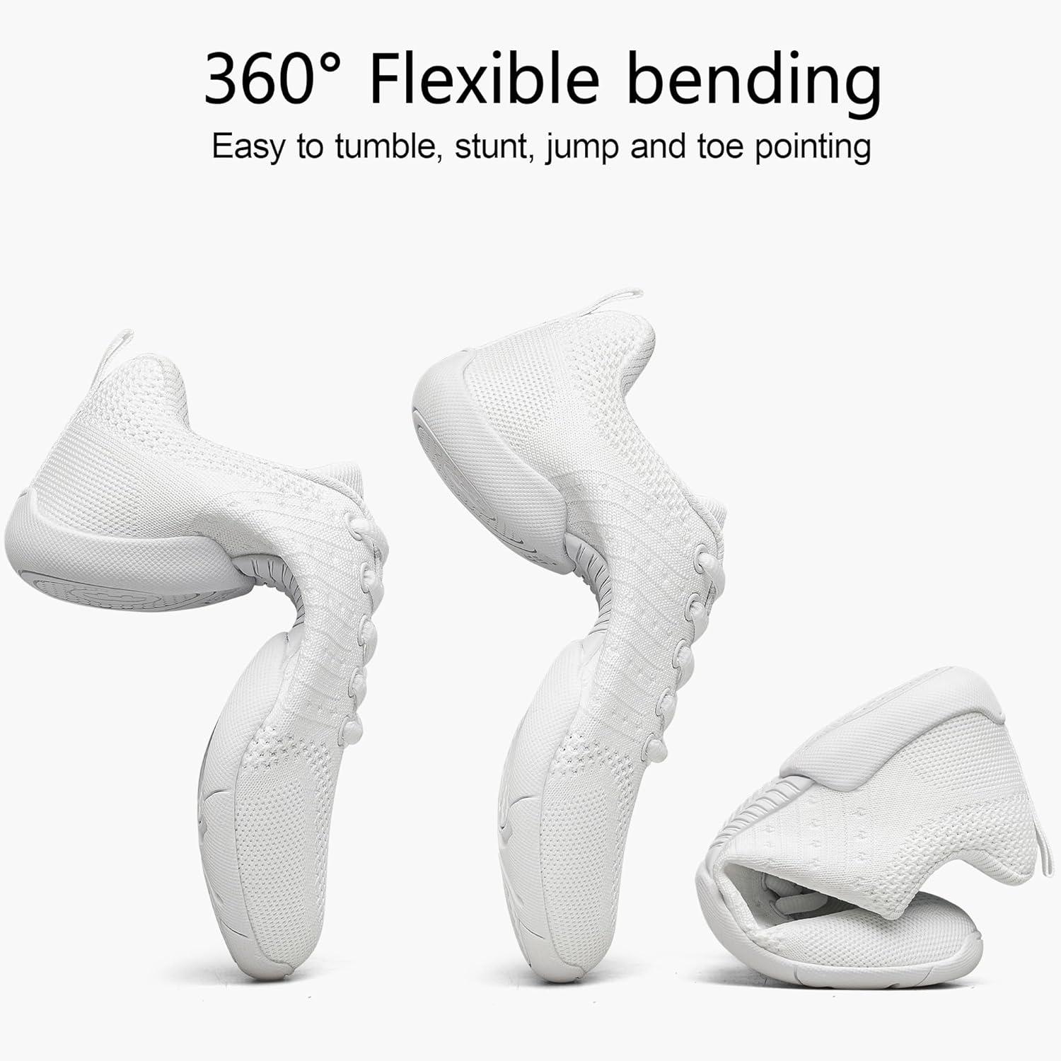 imageBAXINIER Girls White Cheerleading Shoes Lightweight Youth Cheer Competition Sneakers Kid Training Dance Tennis ShoesWhite 217