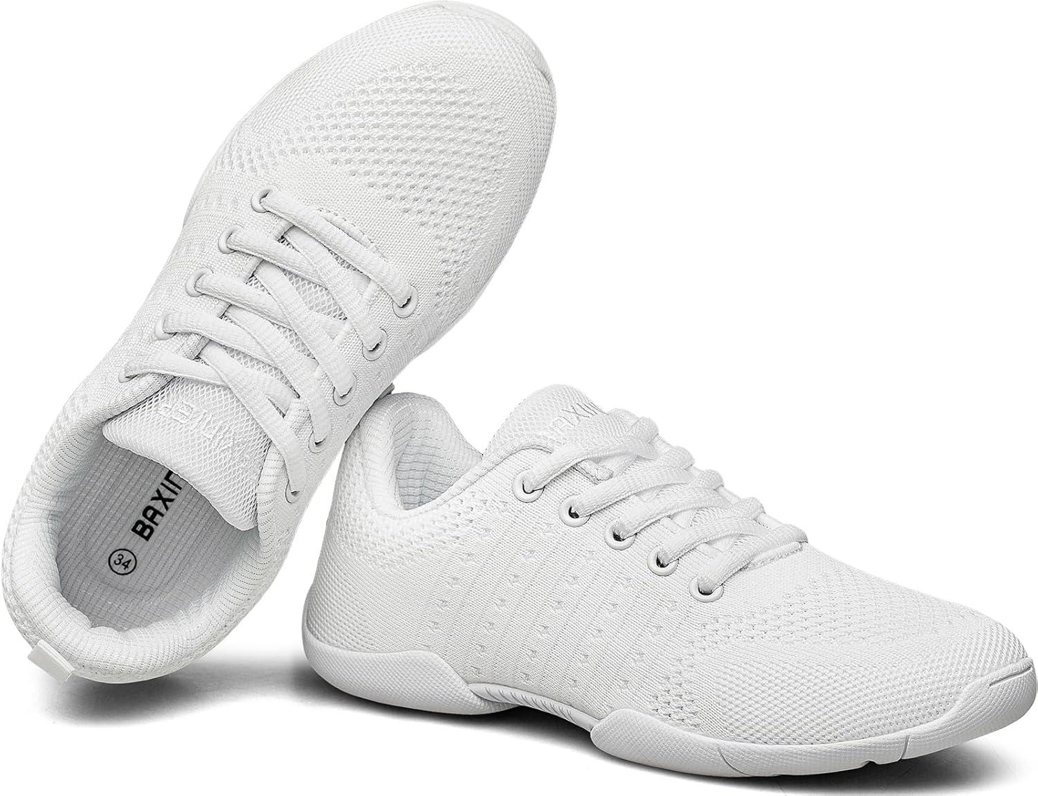 imageBAXINIER Girls White Cheerleading Shoes Lightweight Youth Cheer Competition Sneakers Kid Training Dance Tennis ShoesWhite 217