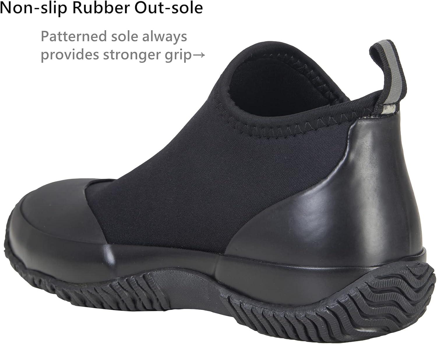 imageBAXINIER Waterproof Garden Shoes Mens Lightweight Low Short Rain Footwear Outdoor Neoprene Rubber BootsBlack 238