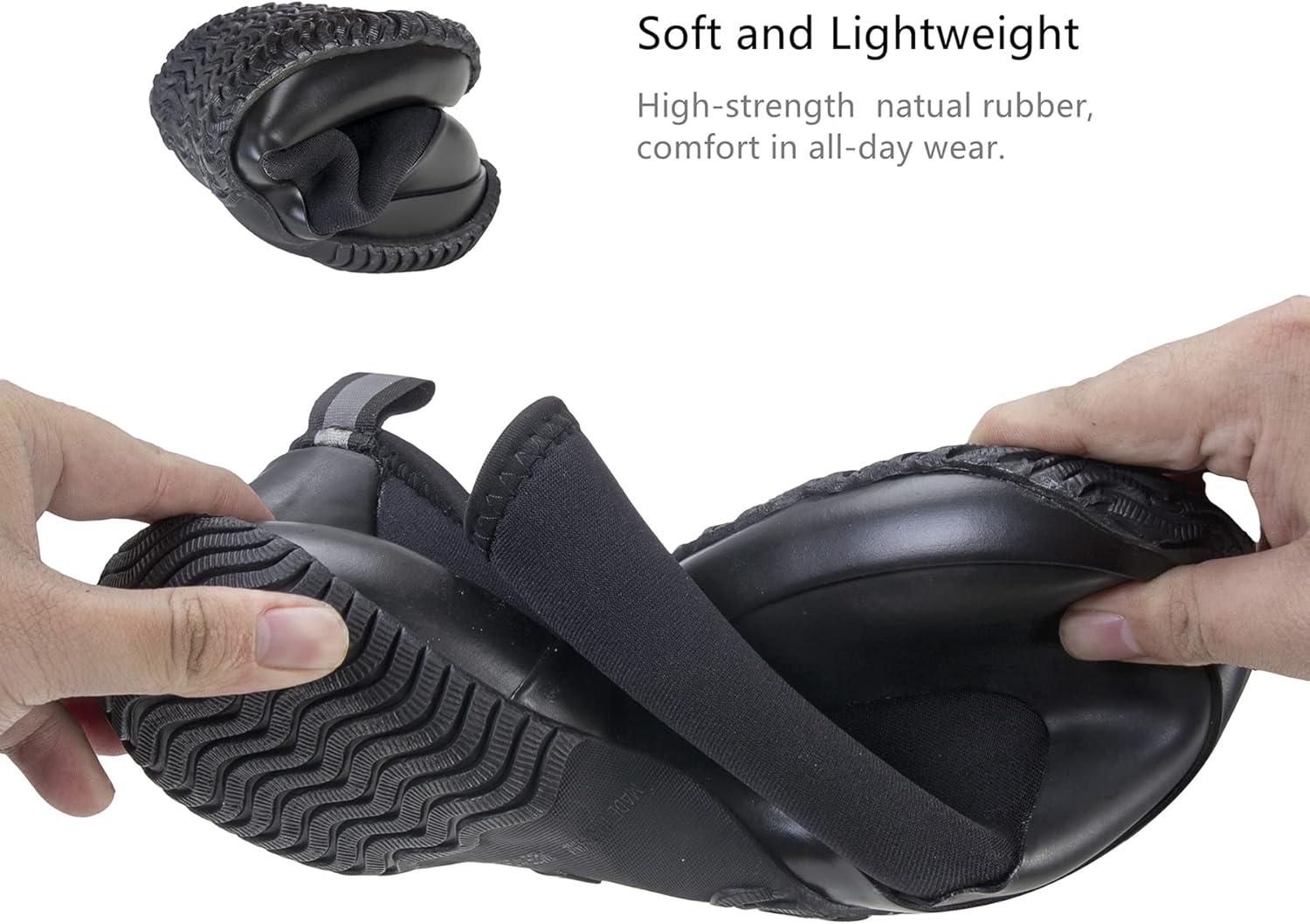 imageBAXINIER Waterproof Garden Shoes Mens Lightweight Low Short Rain Footwear Outdoor Neoprene Rubber BootsBlack 238