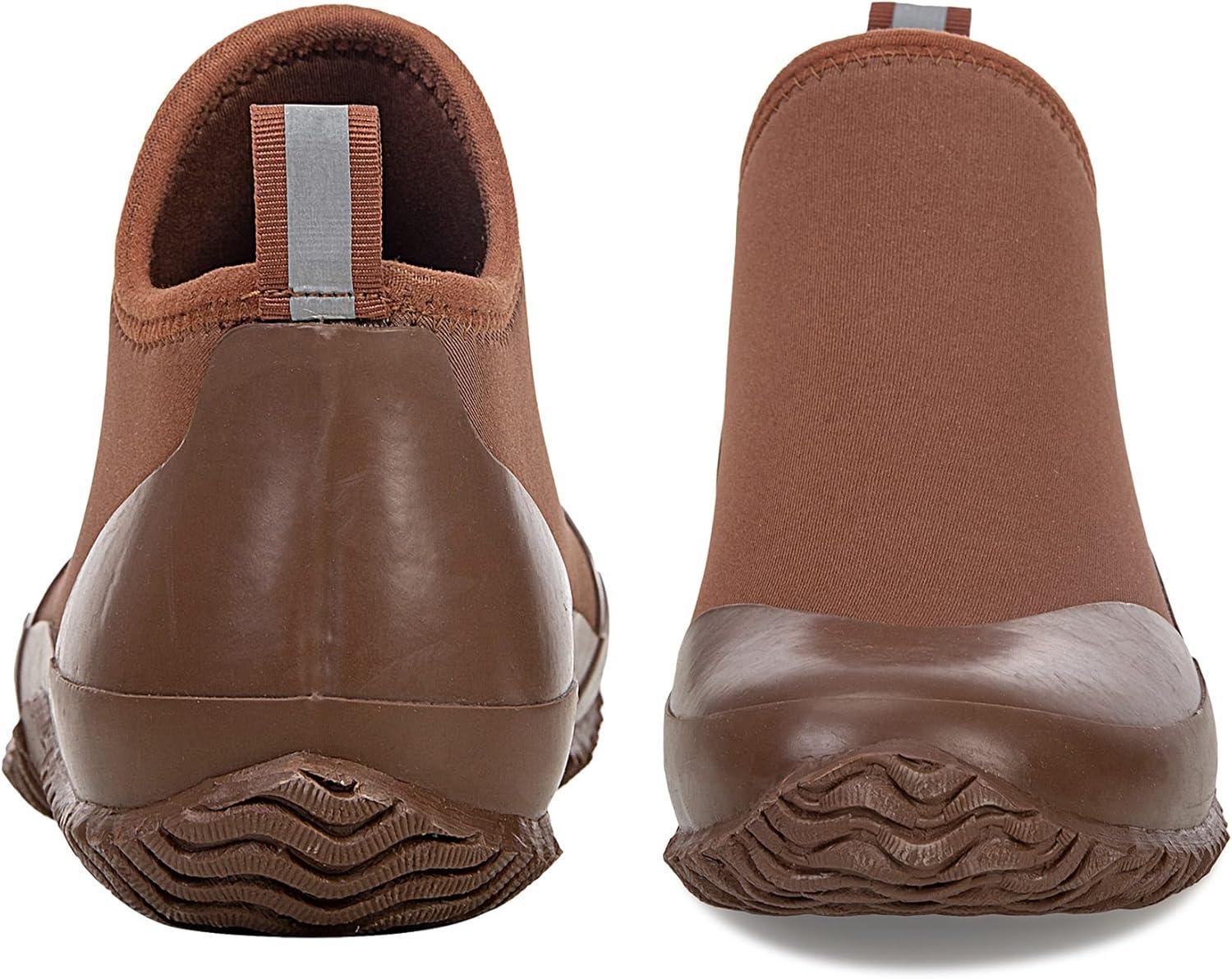 imageBAXINIER Waterproof Garden Shoes Mens Lightweight Low Short Rain Footwear Outdoor Neoprene Rubber BootsBrown 238