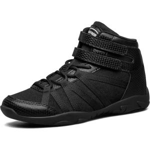 BAXINIER Girls White High Top Cheerleading Shoes Lightweight Youth Cheer Competition Sneakers Training Dance Tennis Shoes(Black 301)