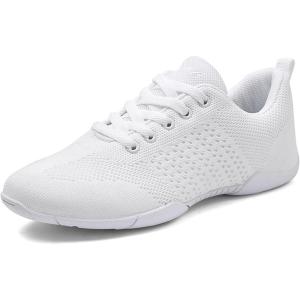 BAXINIER Girls White Cheerleading Shoes Lightweight Youth Cheer Competition Sneakers Kid Training Dance Tennis Shoes(White 852)