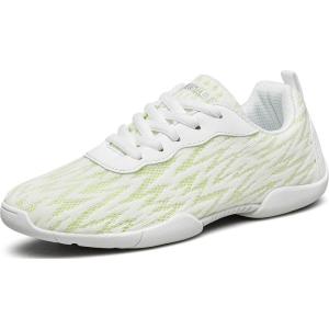 BAXINIER Girls Tennis Shoes Lightweight Lace-Up Kids Sneakers for Cheerleading, Running, Walking (Little Kid/Big Kid)(White 211)