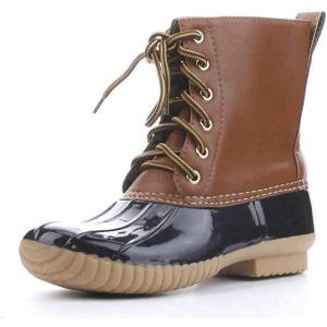 Duck Boots Women Mid Calf Boot Ankle Rain Booties(Black)